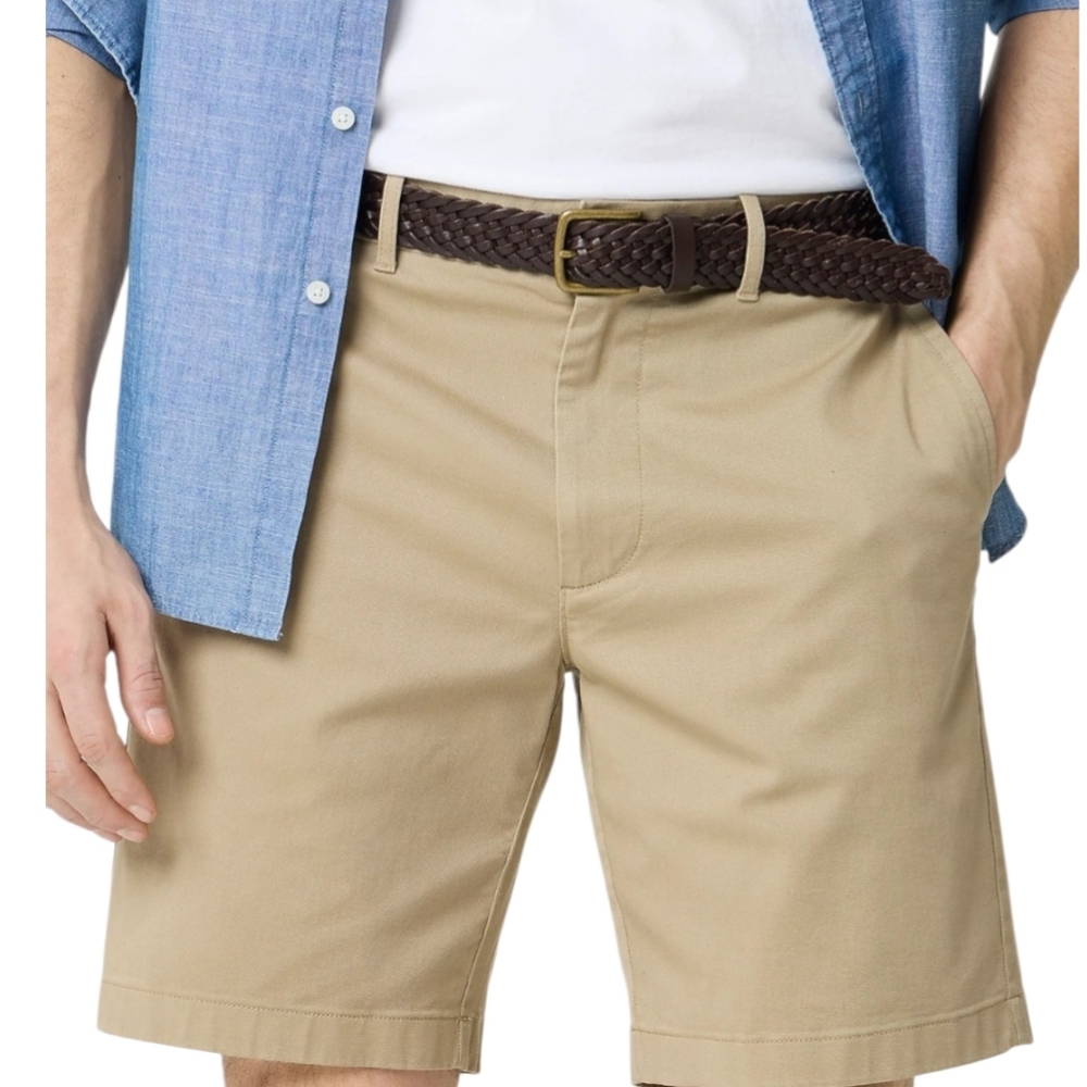 J. Crew 99% Cotton 9" Insem Men's Tan Flat Front Shorts Timeless Design NWT